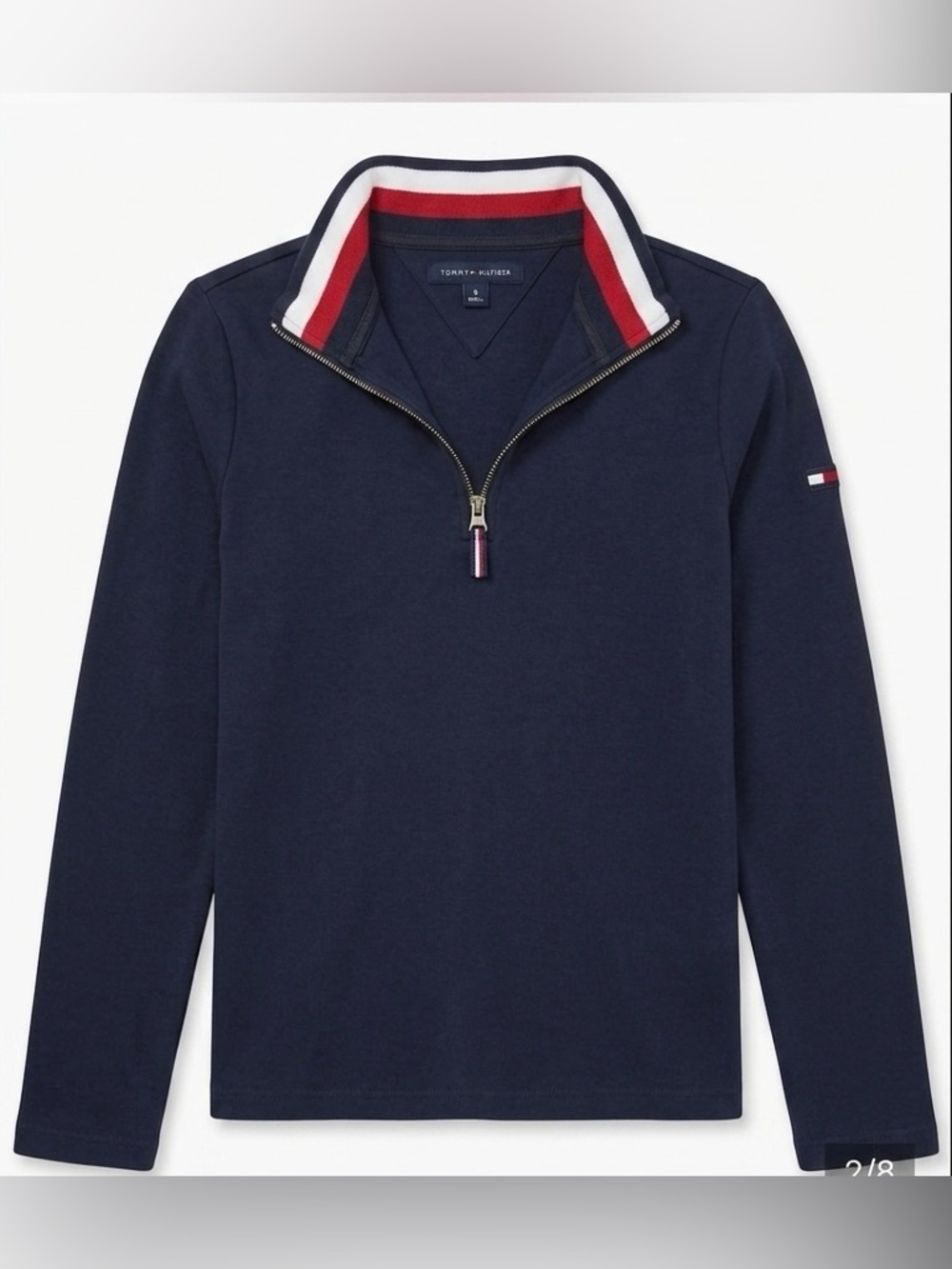 Tommy Hilfiger Navy Blue Quarter-Zip Long Sleeve Shirt Women’s Small Preppy Top